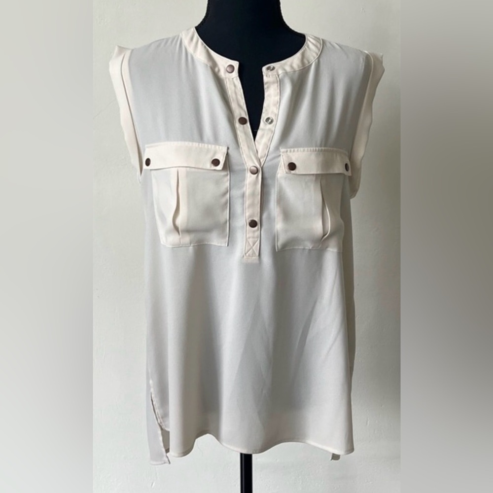 Forever 21 Sheer Military Blouse – White – Size XS – EUC